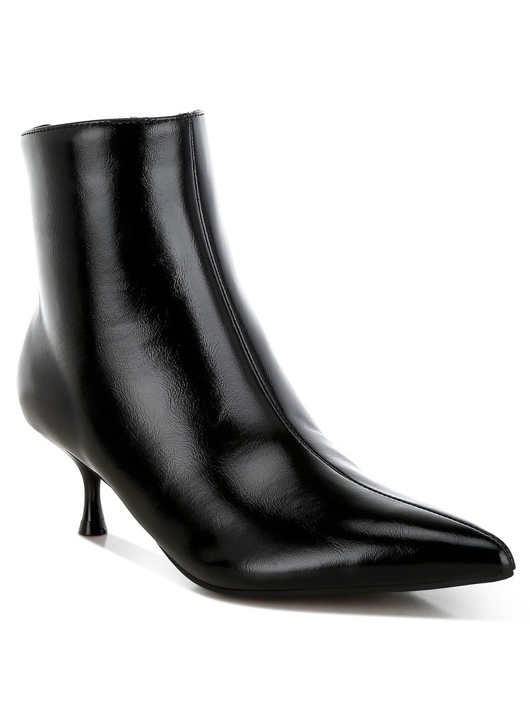 London Rag Black Faux Leather Kitten Heel Casual Boots-image-3