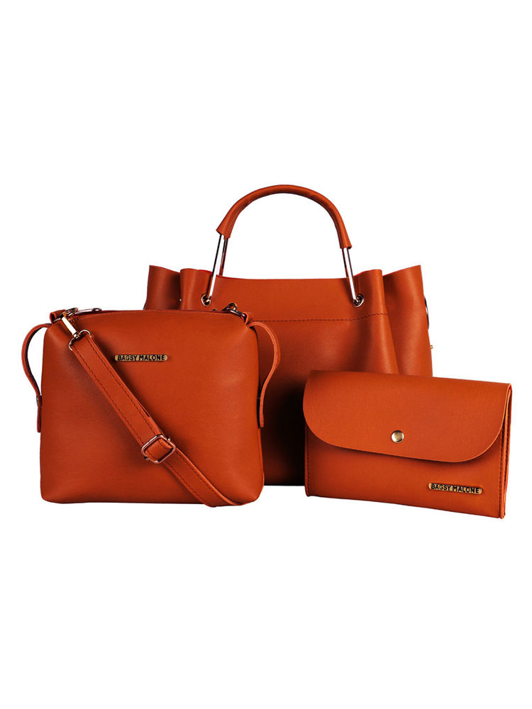 Bagsy Malone Tan Women Tote Combo Bag Set Of 3-picture-11