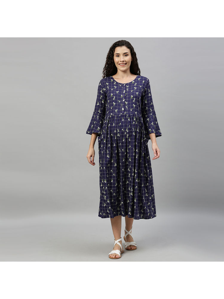 Nejo Maternity Dress - Blue-image-7
