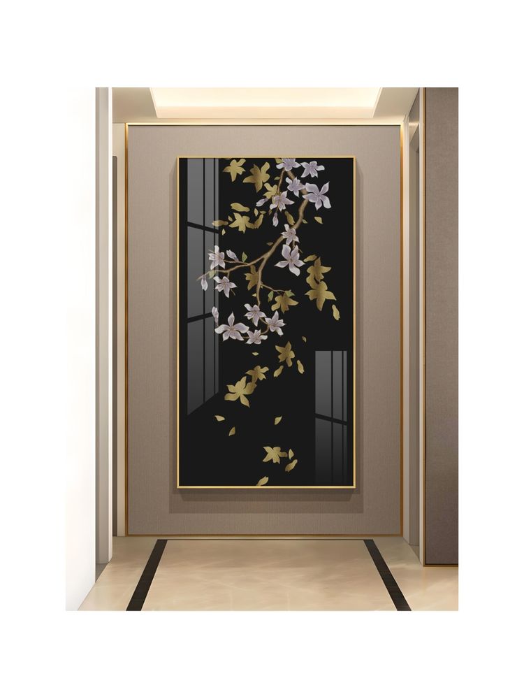 The Next Decor Ivory Bloom Glass Finish Vertical Wall Art-image-40