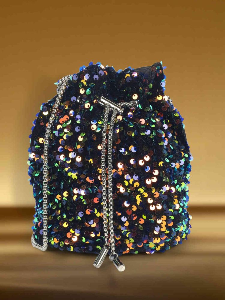 Mochi Women Multi-Color Sequined Potli Bag-image-2