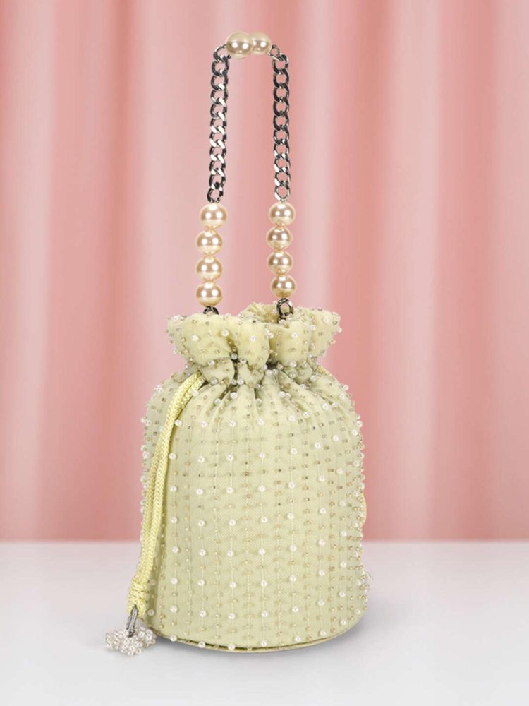 Mochi Women Light-Green Embellished Potli Bag-picture-24