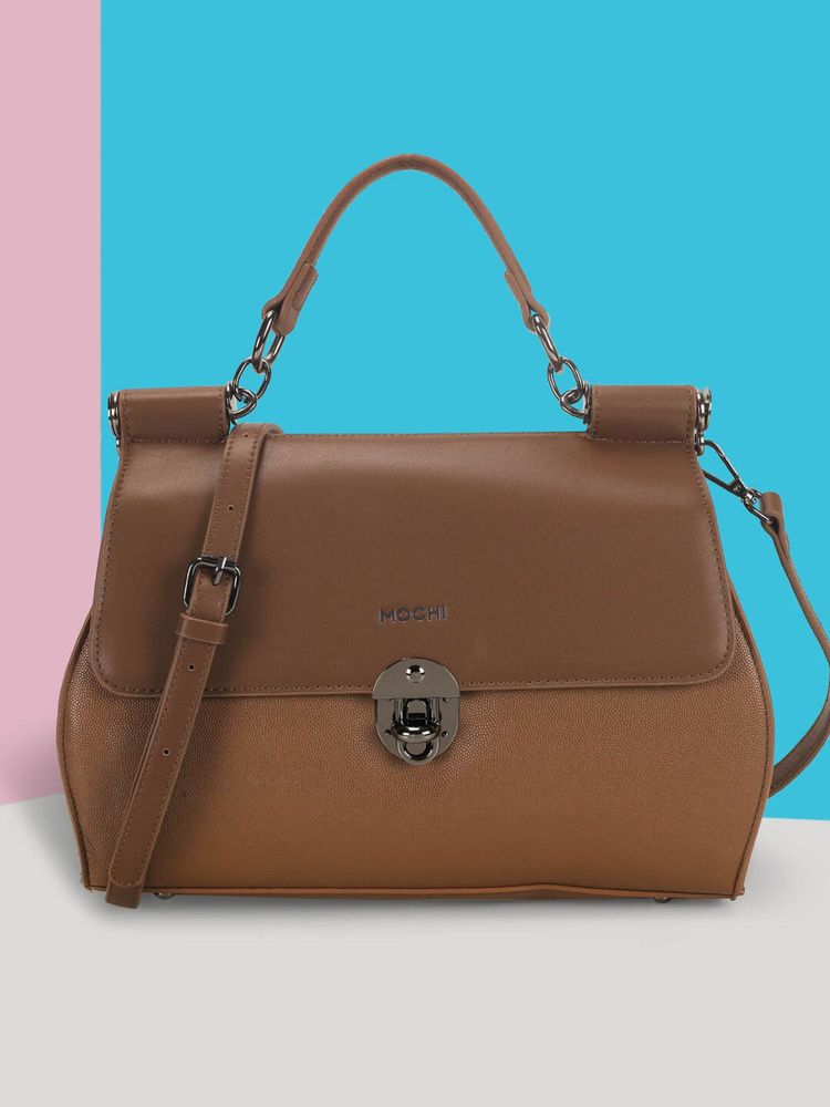 Mochi Women Brown Satchel Bag with Detachable Strap-picture-16