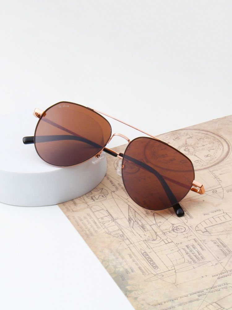 TED SMITH Unisex Aviator Metal Gold-Brown Sunglasses With Polarized Lenses-ARLO_C2-image-47