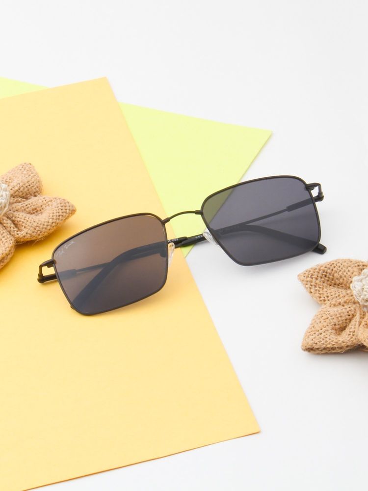 TED SMITH Unisex Rectangle Metal Black Sunglasses With Polarized Lenses-ASHFORD_C2-picture-33