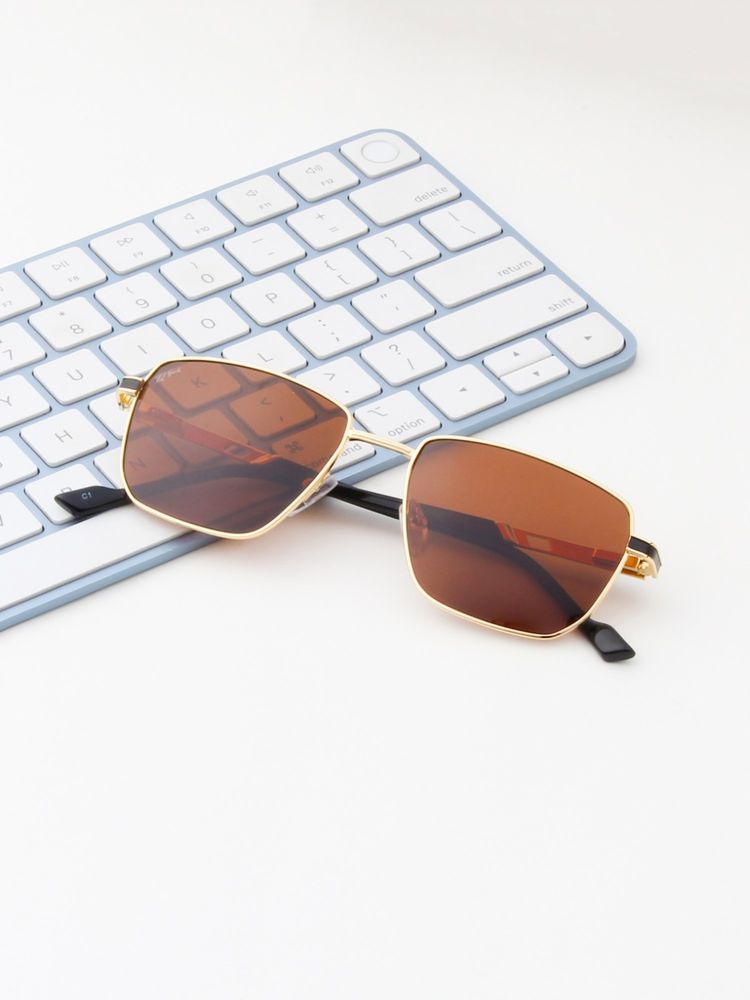 TED SMITH Unisex Rectangle Metal Gold-Brown Sunglasses With Polarized Lenses-COLTON_C1-image-49