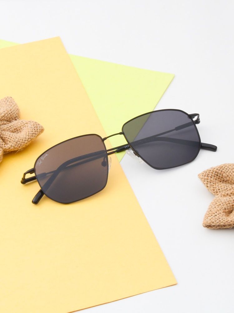 TED SMITH Unisex Square Metal Black Sunglasses With Polarized Lenses-DEAN_C2-picture-27