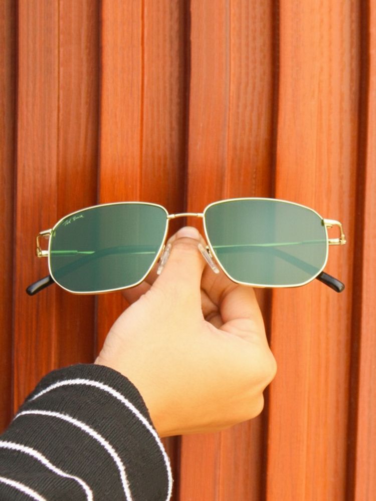 TED SMITH Unisex Square Metal Gold-Green Sunglasses With Polarized Lenses-DEAN_C4-picture-29