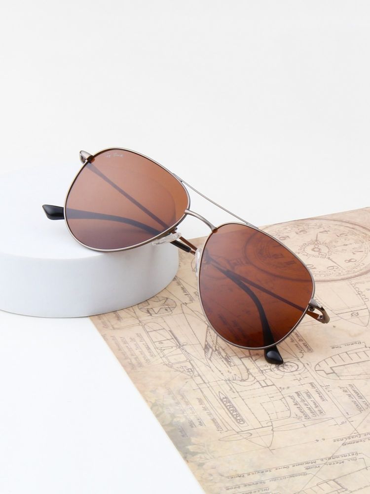 TED SMITH Unisex Aviator Metal Grey-Brown Sunglasses With Polarized Lenses-EVO_C2-image-43