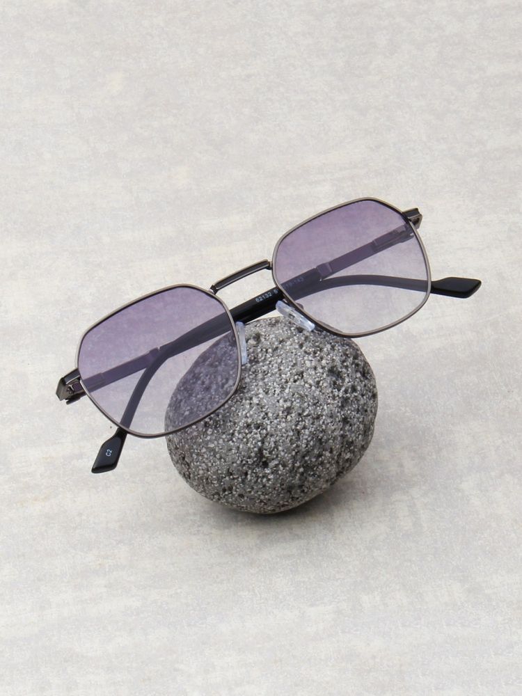 TED SMITH Unisex Hexagon Metal Grey-Purple Graded Sunglasses With Polarized Lenses-MILO_C2-image-49