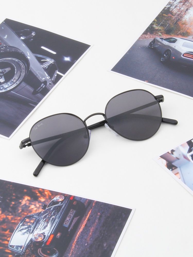 TED SMITH Unisex Round Metal Black Sunglasses With Polarized Lenses-OLIVER_C1-image-6