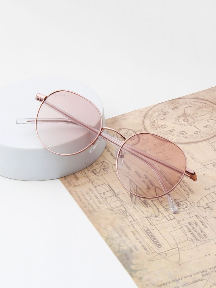 TED SMITH Unisex Round Metal Rose Gold-Brown Graded Sunglasses With Polarized Lenses-OLIVER_C6-picture-45