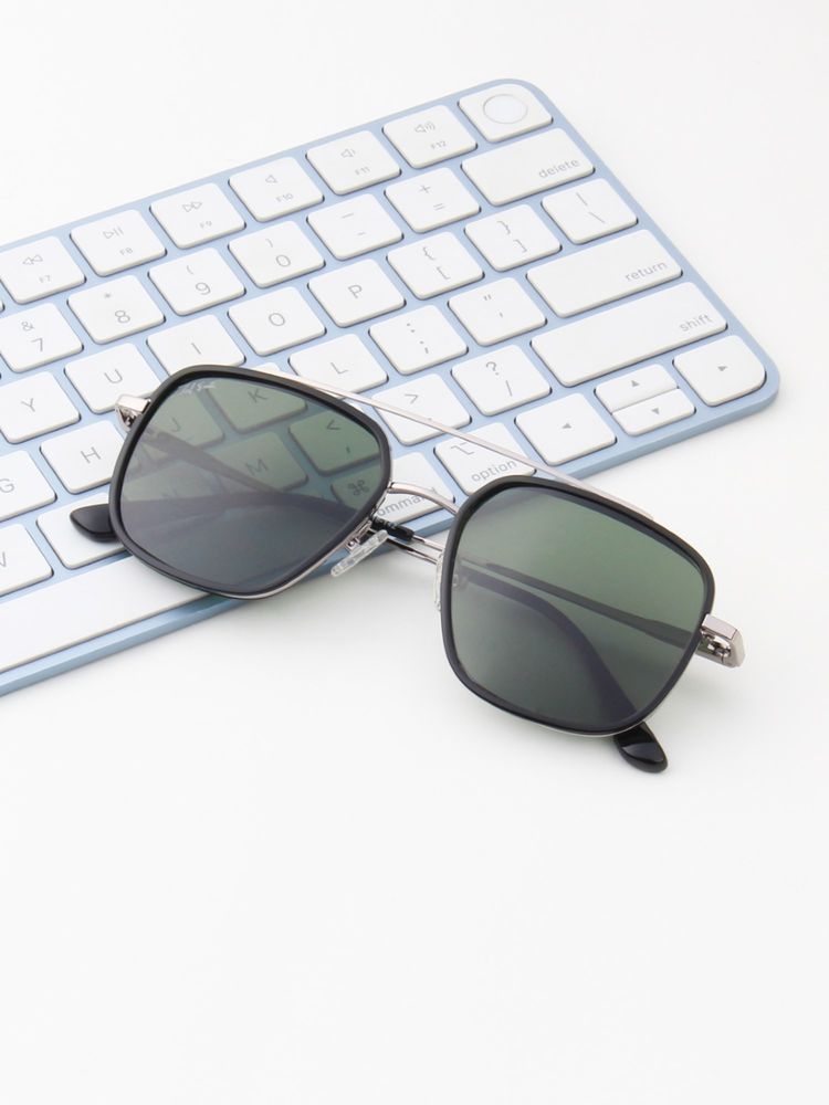 TED SMITH Unisex Square-Aviator Metal Silver-Green Sunglasses With Polarized Lenses-ROWAN_C1-picture-33