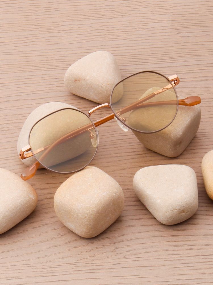 TED SMITH Unisex Round Metal Nude-Light Brown Sunglasses With Polarized Lenses-SAMUEL_C4-picture-5