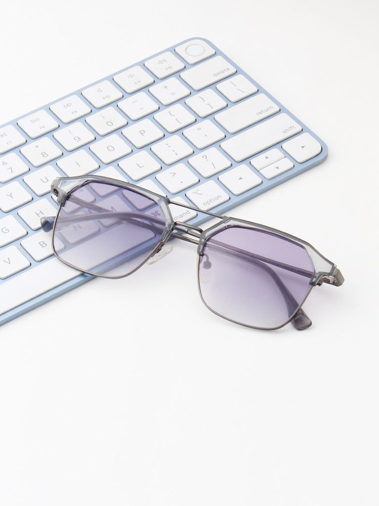 TED SMITH Unisex Clubmaster Metal Grey-Purple Graded Sunglasses With Polarized Lenses-SHELBY_C6-picture-39