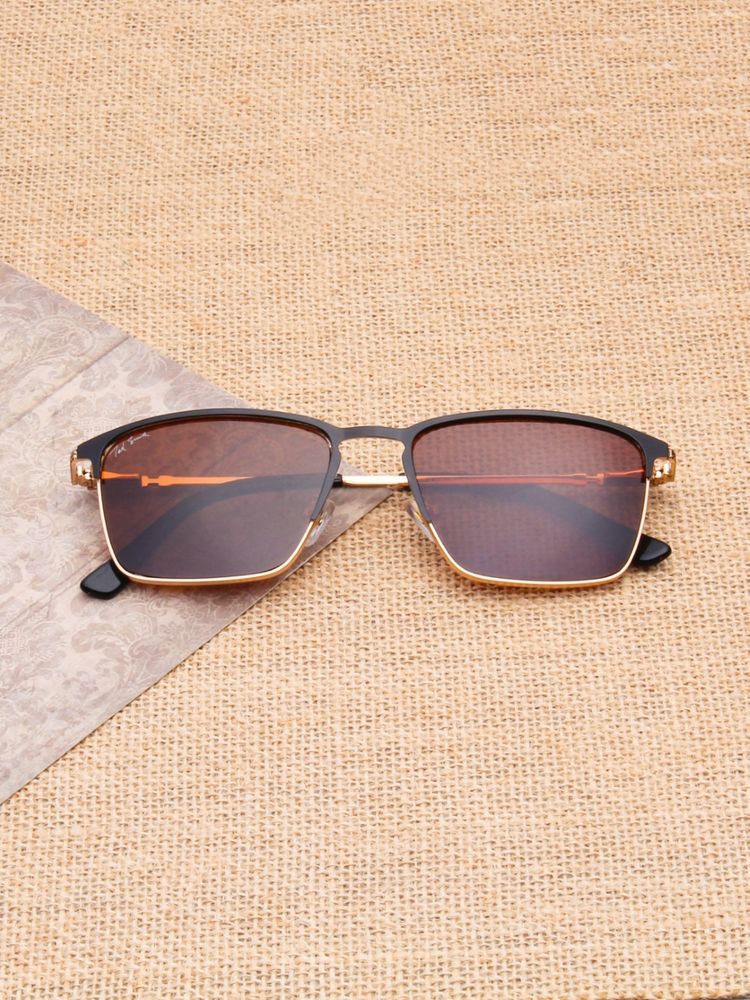 TED SMITH Unisex Brown Lens & Gold-Toned Browline Sunglasses-SUN-ALICE 2.0_C1-picture-1