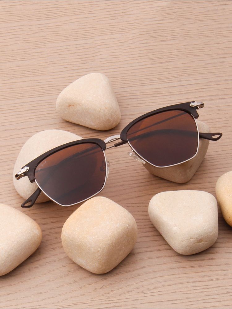 TED SMITH Unisex Clubmaster Metal Grey-Brown Sunglasses With Polarized Lenses-SUN-BENET_C4-picture-26