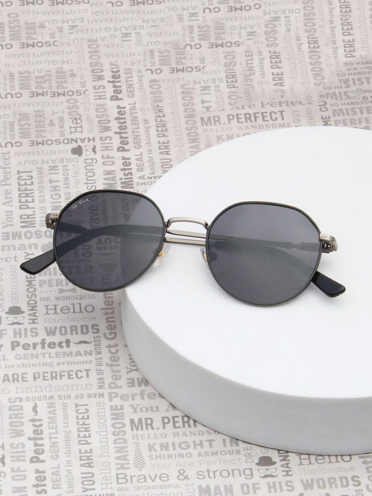 TED SMITH Unisex Black-Silver Round Sunglasses Polarized Lenses-SUN-CHRISTOS_C1-image-47