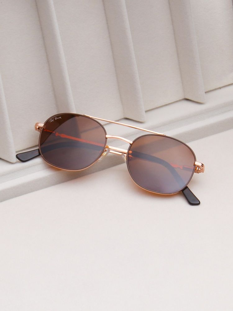 TED SMITH Unisex Brown Lens & Gold-Toned Round Sunglasses-SUN-CILLIAN_C2-picture-17