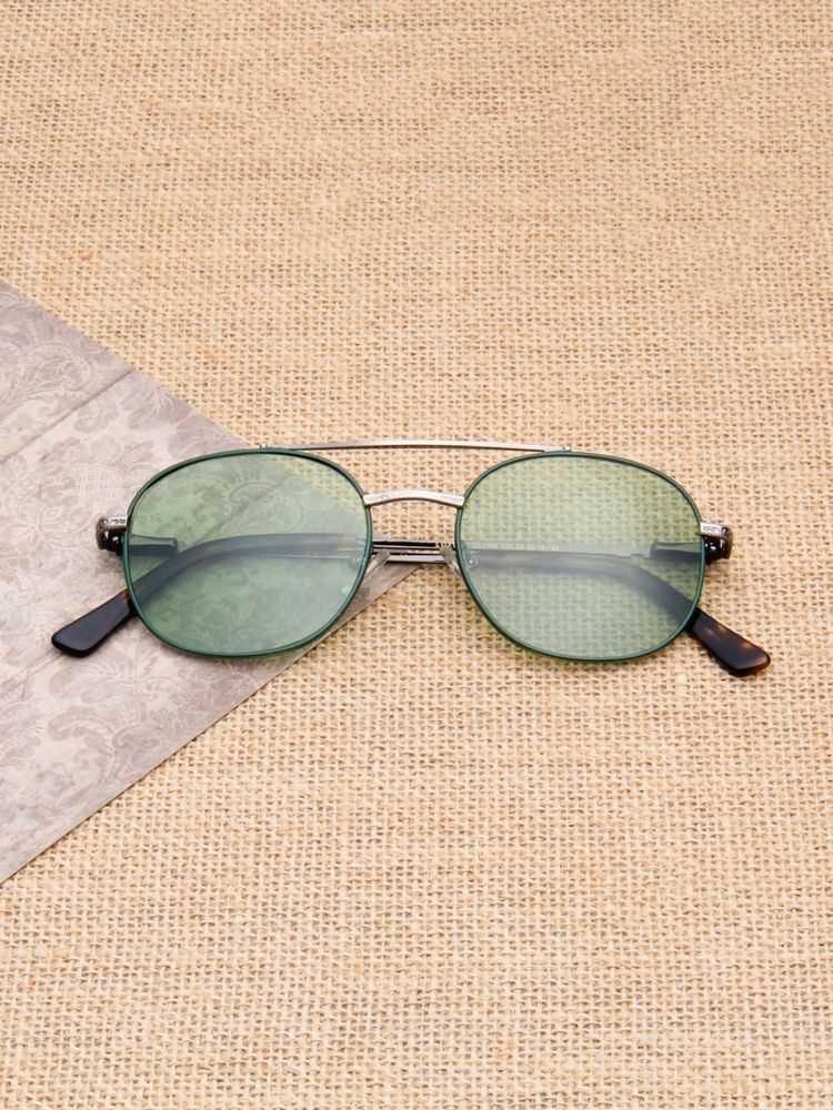 TED SMITH Unisex Green Lens & Silver-Toned Round Sunglasses -SUN-CILLIAN_C3-picture-16