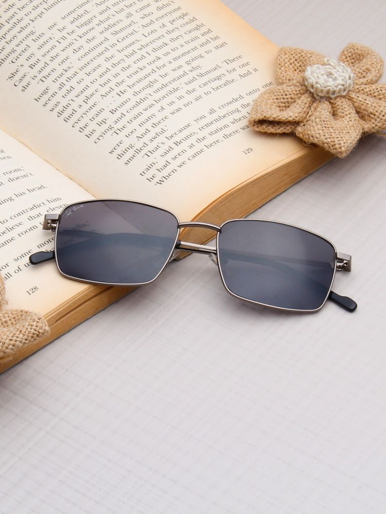 TED SMITH Unisex Black Lens & Silver-Toned Rectangle Sunglasses-SUN-EDEN_C3-picture-20