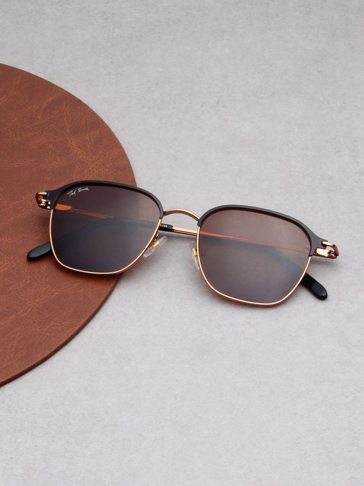 TED SMITH Unisex Brown Lens & Gold-Toned Browline Sunglasses-SUN-ELIA_C1-picture-4