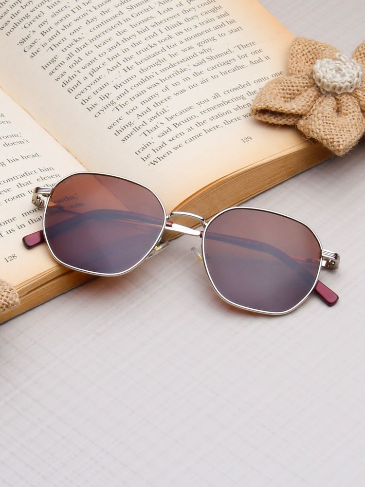 TED SMITH Unisex Brown Lens & Silver-Toned Sunglasses-SUN-IVO_C4-image-0