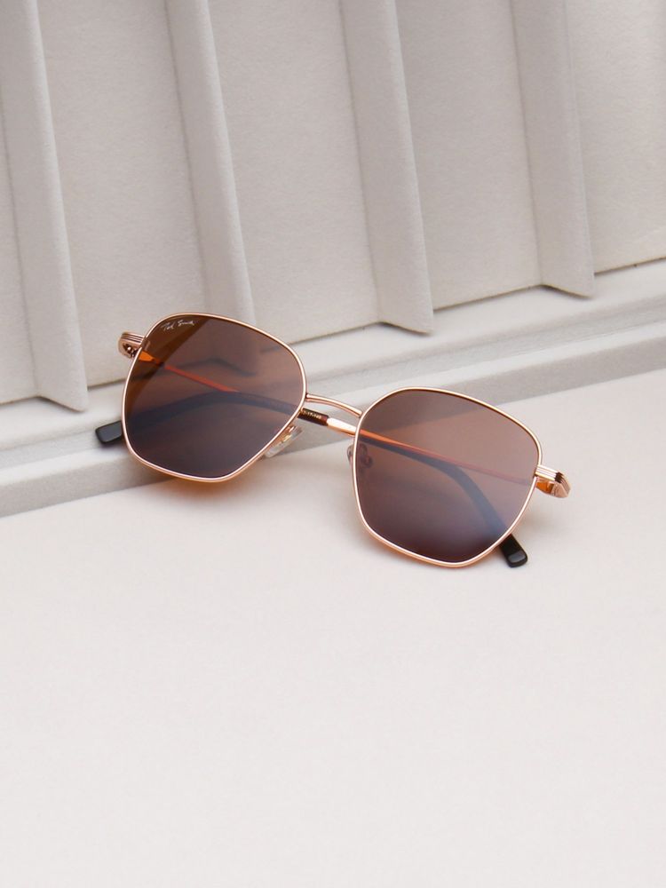 TED SMITH Unisex Brown Lens & Gold-Toned Sunglasses-SUN-LINUS_C1-picture-14