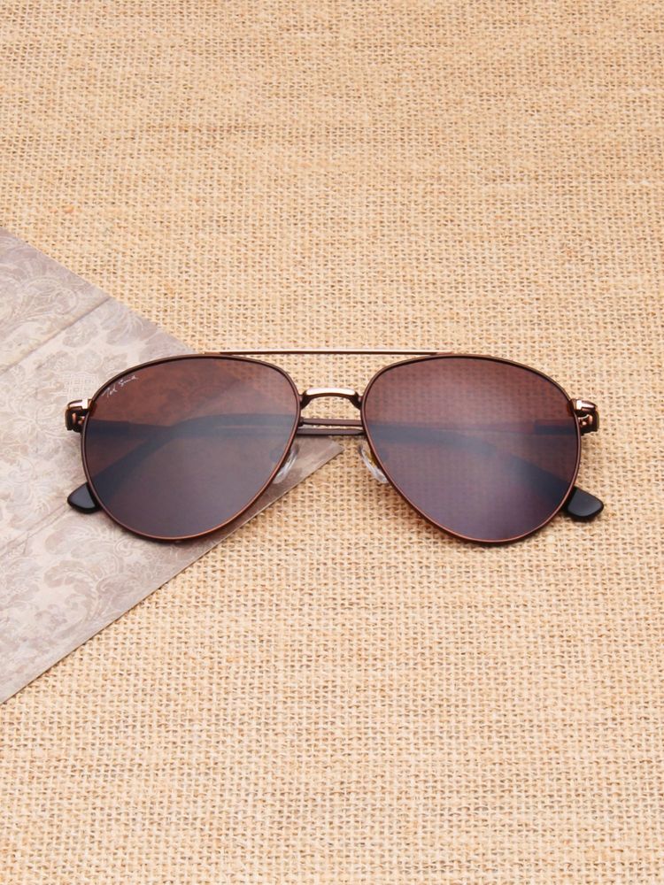 TED SMITH Unisex Brown Lens & Gold-Toned Aviator Sunglasses-SUN-MAGNUS_C3-picture-22