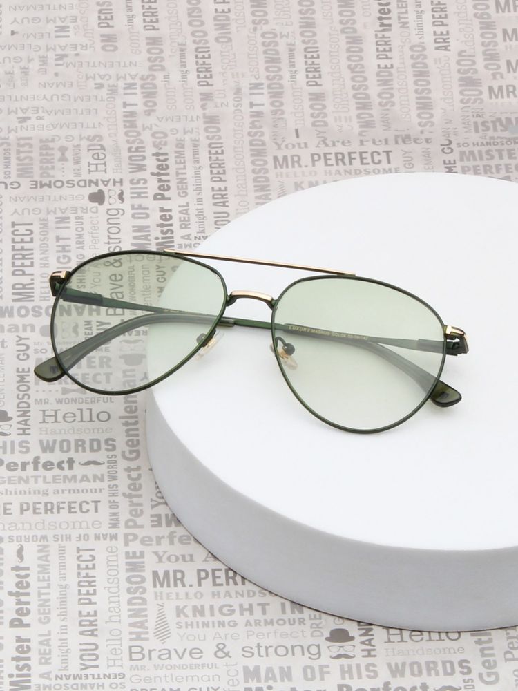 TED SMITH Unisex Green Lens & Green Aviator Sunglasses-SUN-MAGNUS_C4-image-2