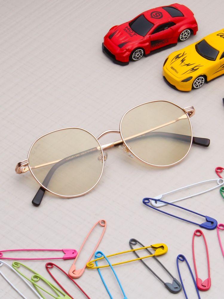 TED SMITH Unisex Brown Lens & Gold-Toned Round Sunglasses-SUN-NAEL_C1-picture-43