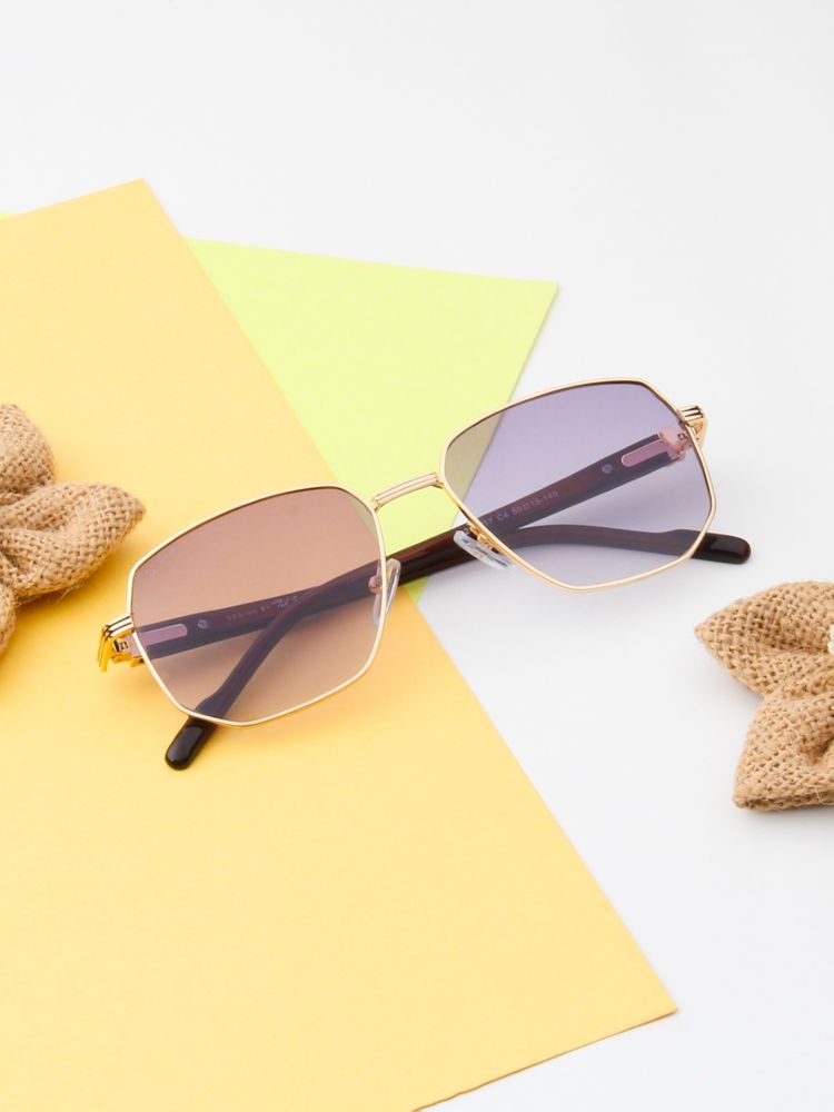TED SMITH Unisex Square Metal Gold-Purple Graded Sunglasses With Polarized Lenses-SUN-REGAL_C4-picture-39