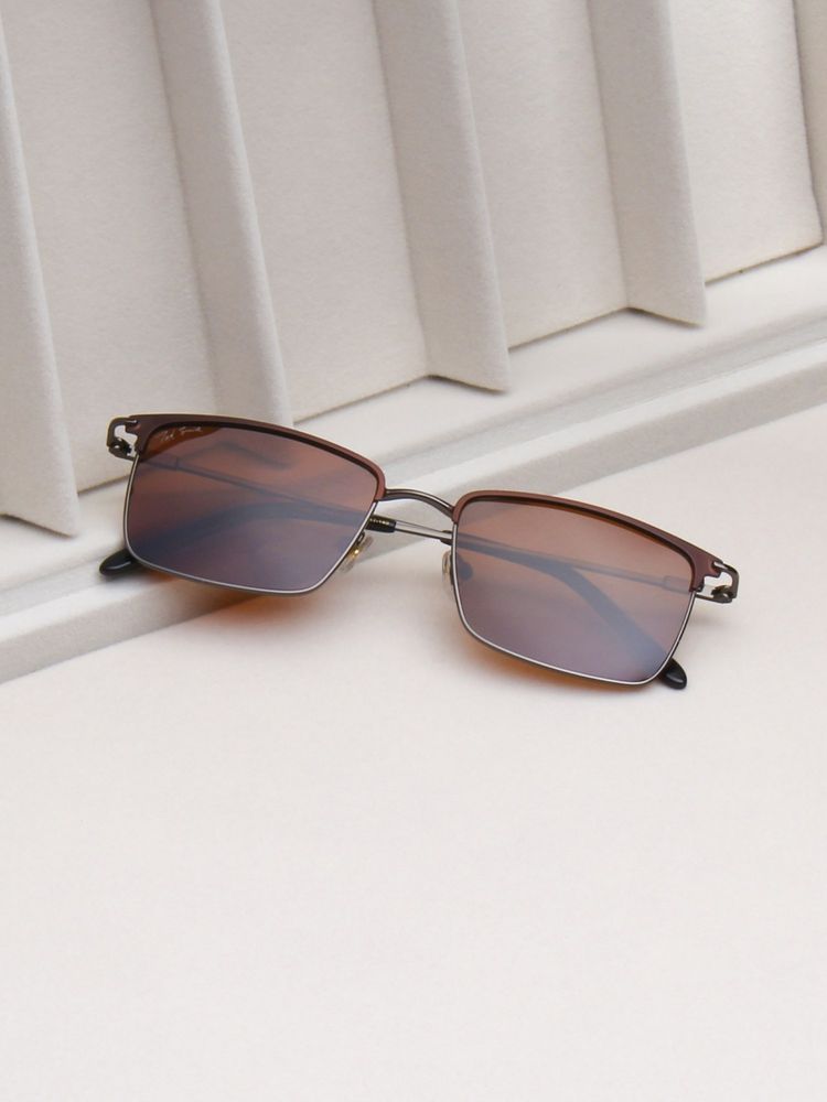 TED SMITH Unisex Brown Lens & Grey-Toned Rectangle Sunglasses-SUN-SVEN_C2-image-17