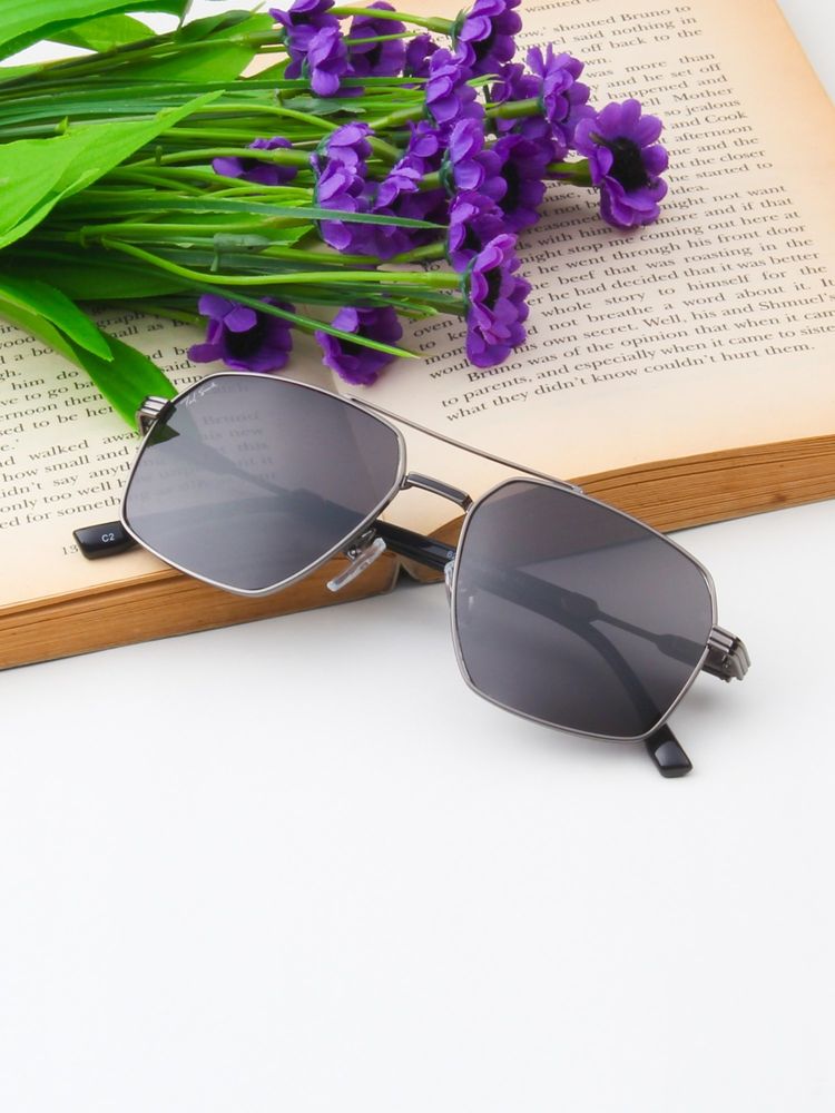 TED SMITH Unisex Aviator Metal Grey-Black Sunglasses With Polarized Lenses-VITO_C2-picture-6