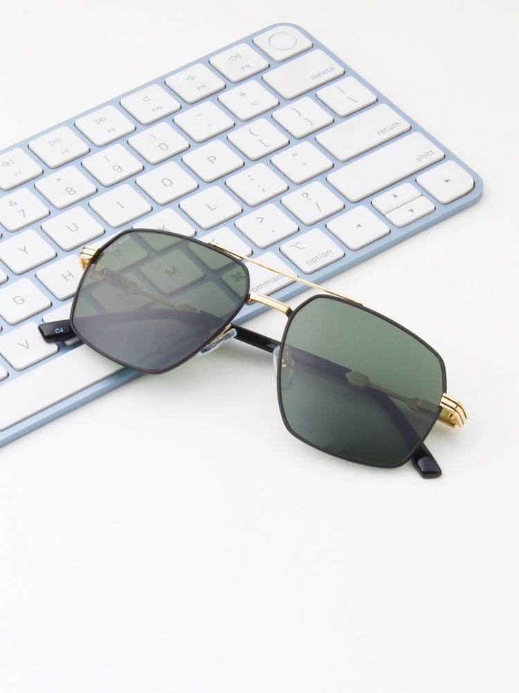 TED SMITH Unisex Aviator Metal Gold Black-Green Sunglasses With Polarized Lenses-VITO_C4-image-39