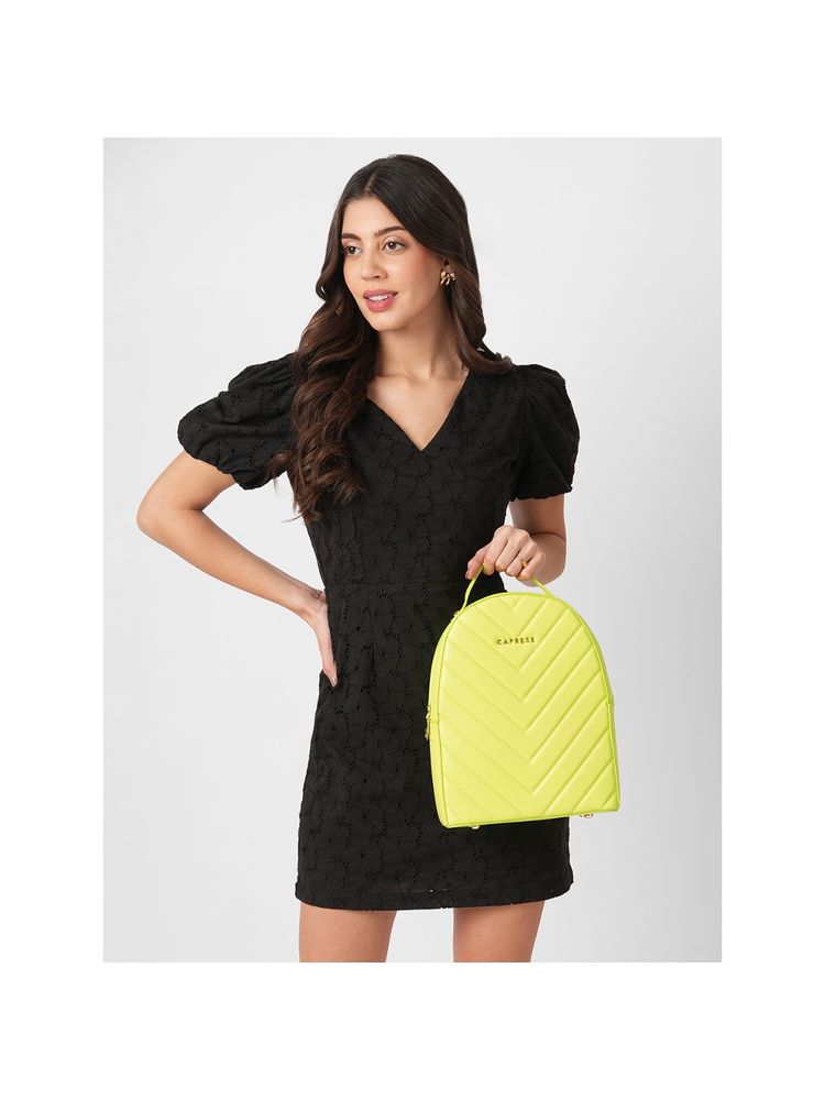 Caprese Women Yellow Riko Textured Fashion Yellow Backpack (M)-picture-15