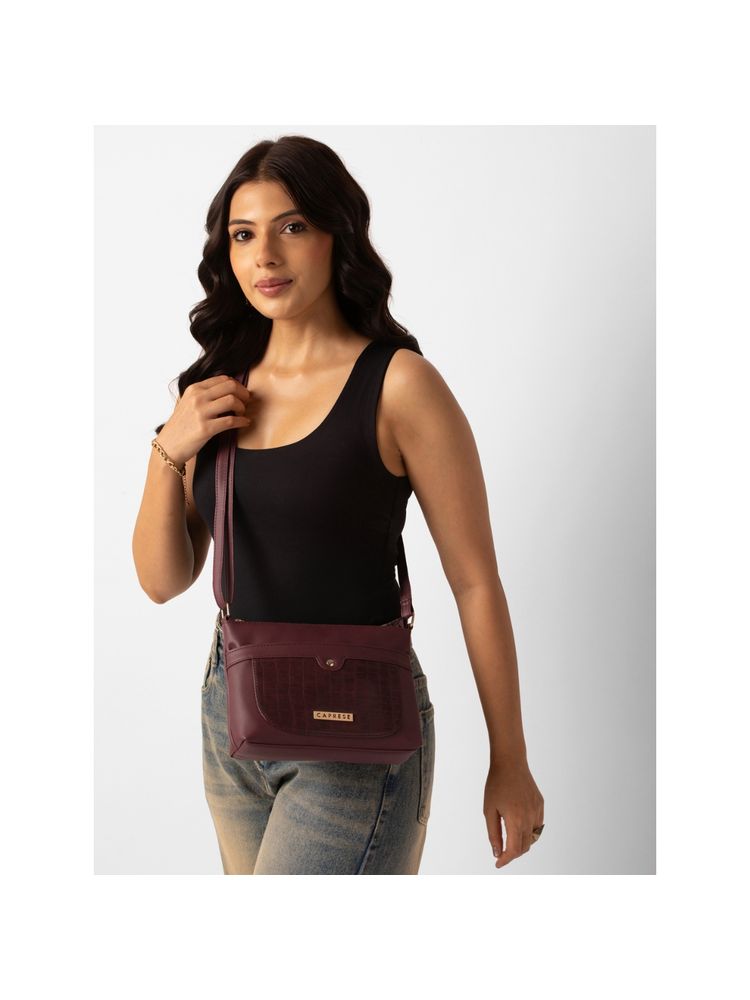 Caprese Women Red N Vilano Solid Crossbody Sling Bag (S)-image-31