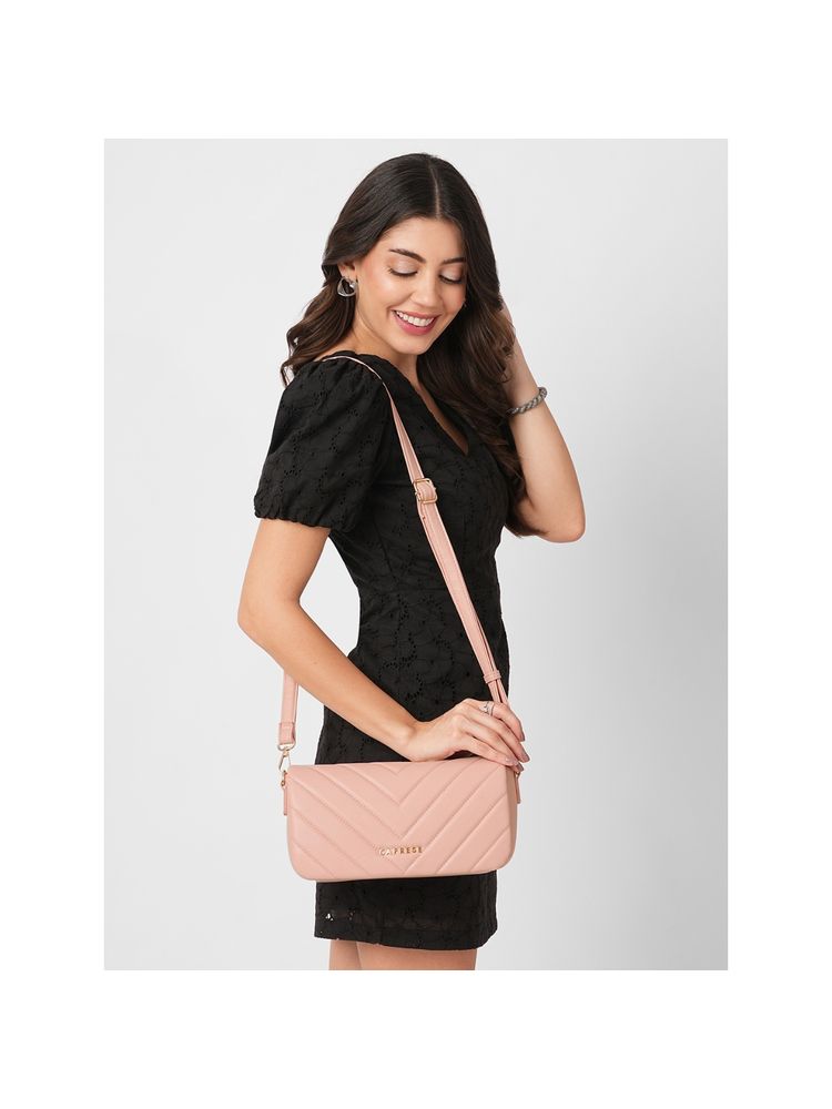 Caprese Women Pink Riko Solid Sling Bag (L)-picture-13