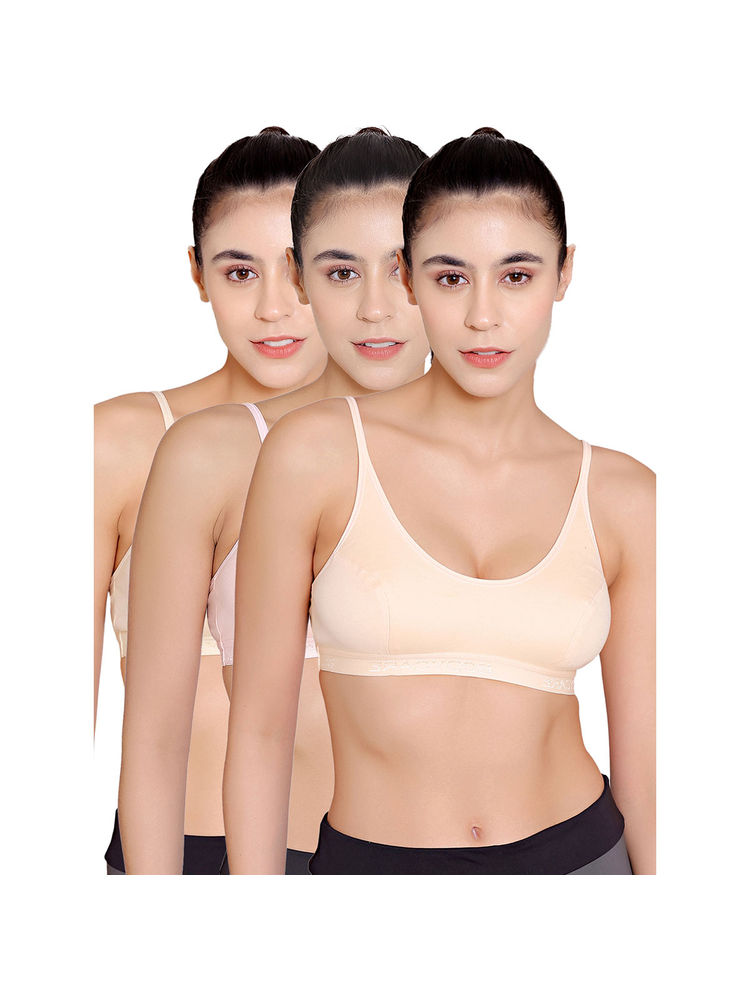 Bodycare Sports Bra In Peach-Pink-Skin Color - Pack Of 3-picture-12