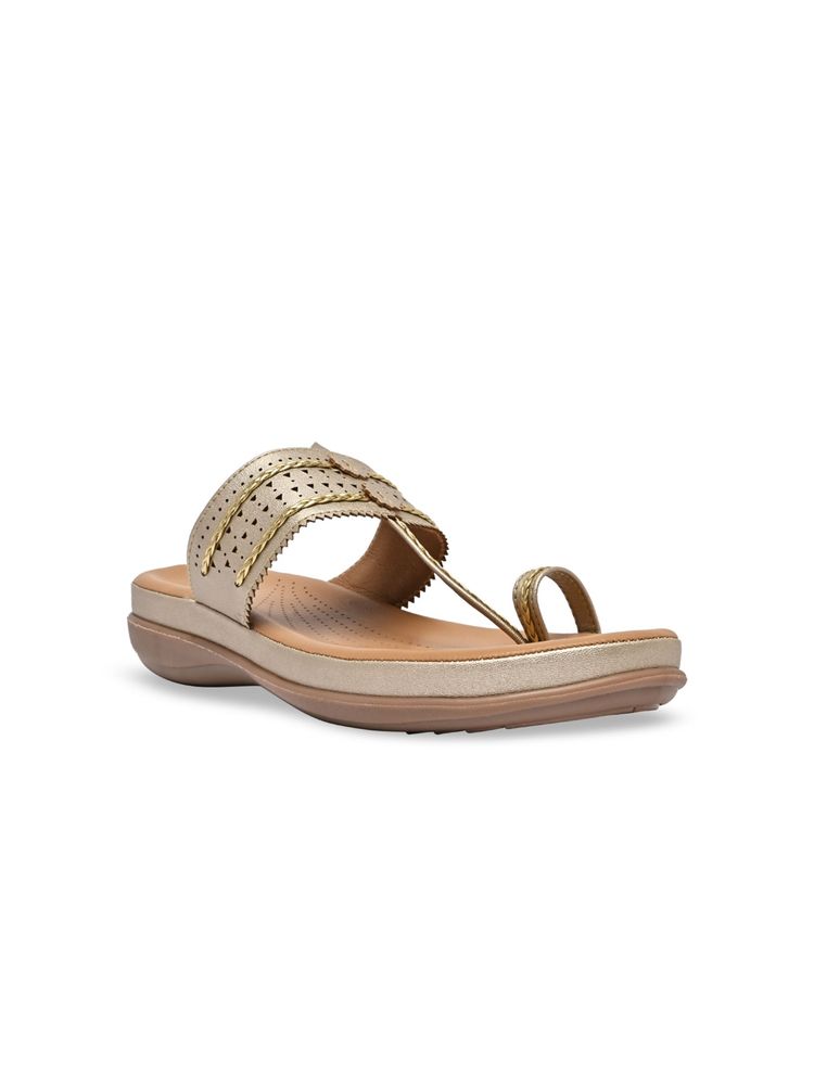 ROCIA By Regal Gold Women Kolhapuri Flat Comfort Sandals-picture-21