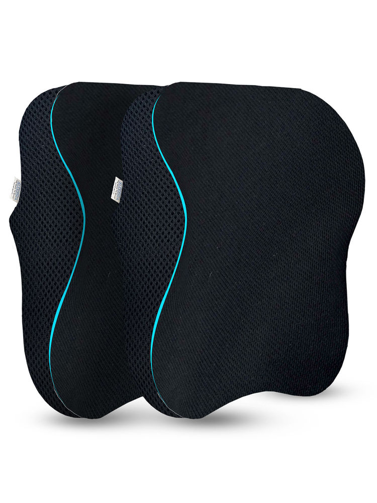 SLEEPSIA Black Memory Ultimate Car Seat Neck Rest Pillows (Pack Of 2)
