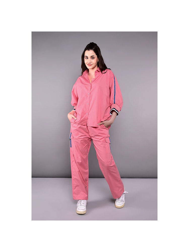 Tuna London Pink Solid Accented Tracksuit (Set of 2)-picture-20