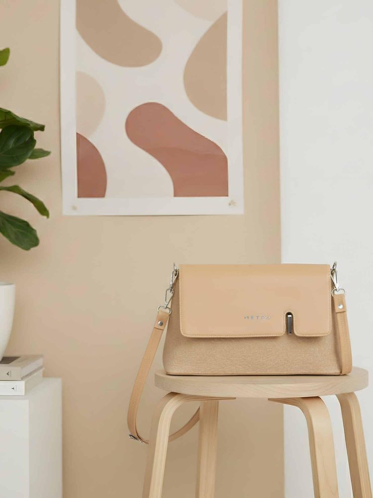 Metro Women Beige Casual Handbag with Detachable Strap-image-45
