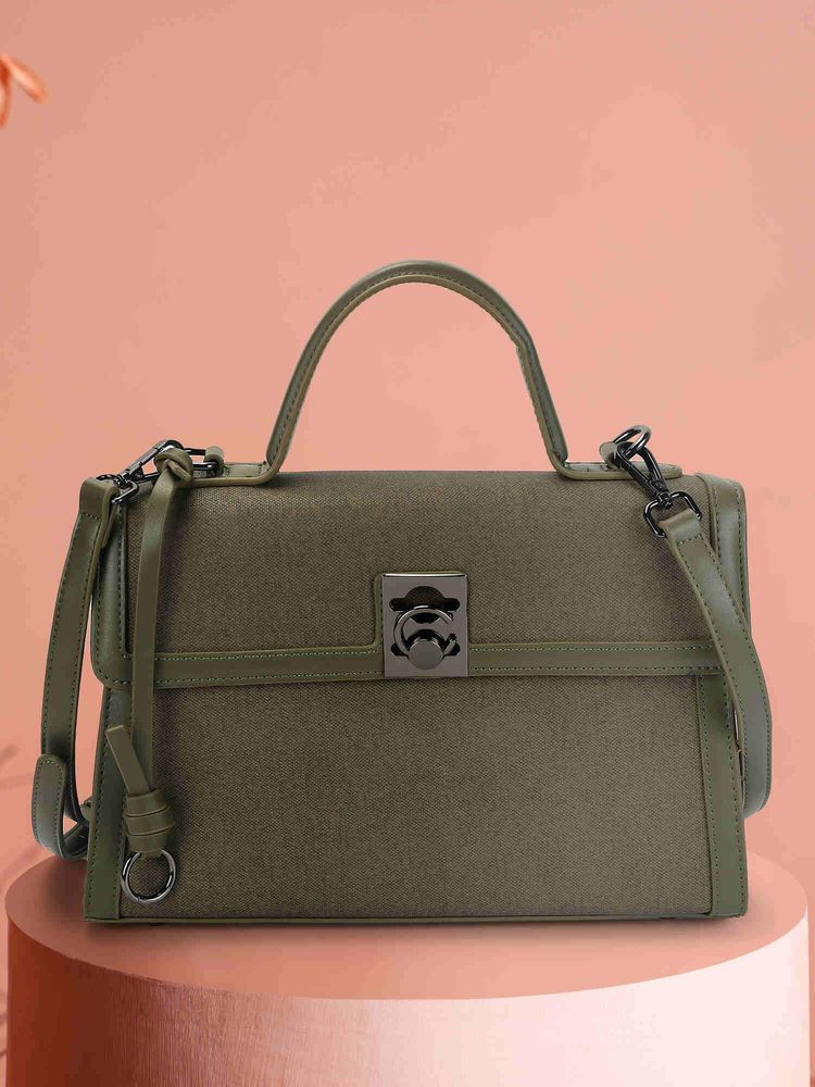 Metro Women Green Casual Handbag with Detachable Strap-image-8