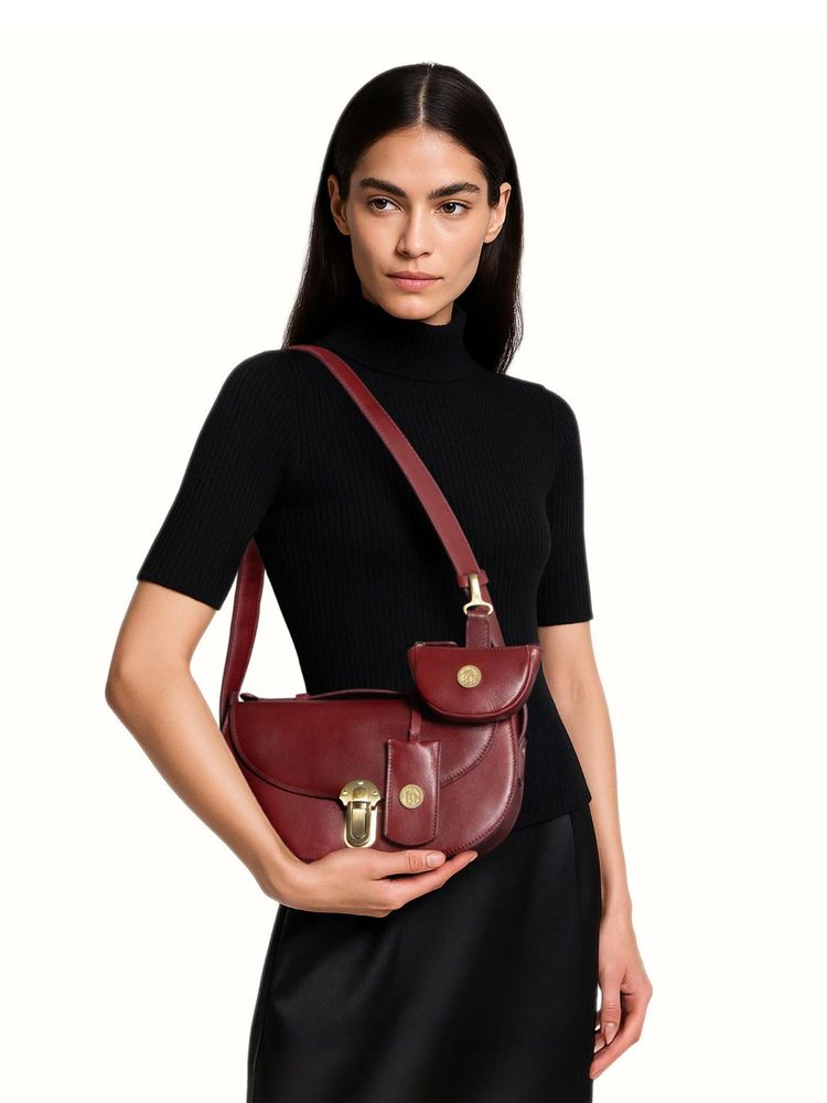Hidesign Alps 01 Genuine Leather Women Maroon Handbag (S)-picture-12
