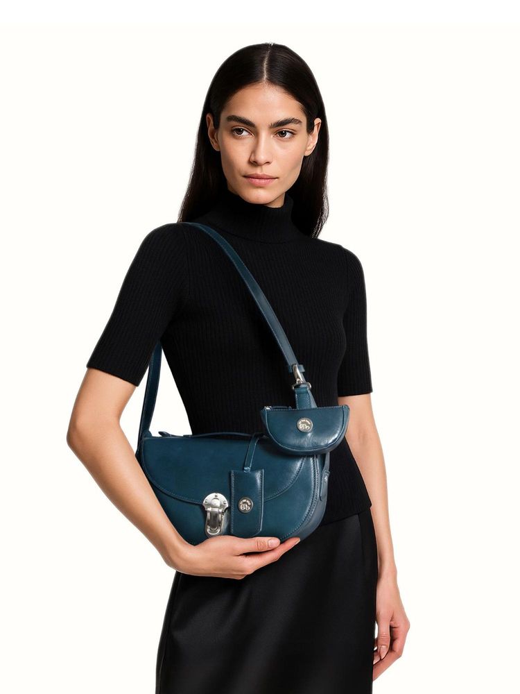 Hidesign Alps 01 Genuine Leather Women Blue Handbag (S)-image-28