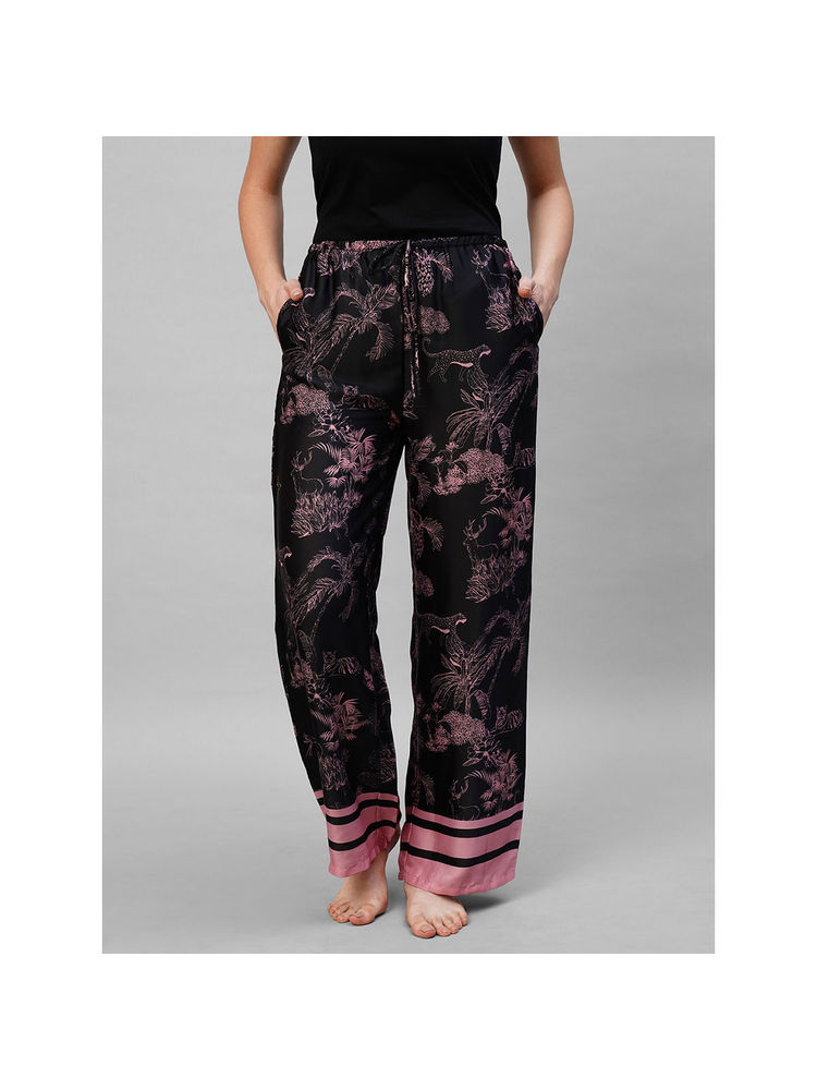 Drape In Vogue Women Black Pink Printed Pyjama-picture-14