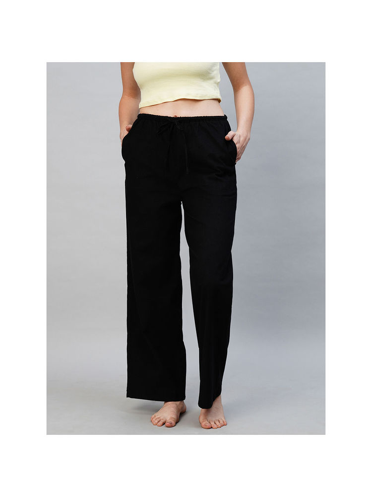 Drape In Vogue Women Black Corduroy Pyjama-image-37