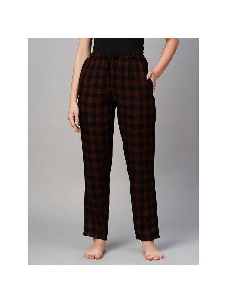 Drape In Vogue Women Brown Checks Pyjama-picture-28