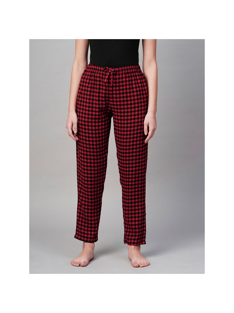 Drape In Vogue Women Black Red Checks Pyjama-picture-22